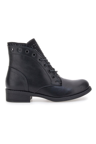 Schwarze Stiefeletten The First P630 mit Ton-in-Ton-Nieten