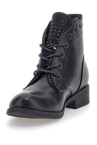 Schwarze Stiefeletten The First P630 mit Ton-in-Ton-Nieten