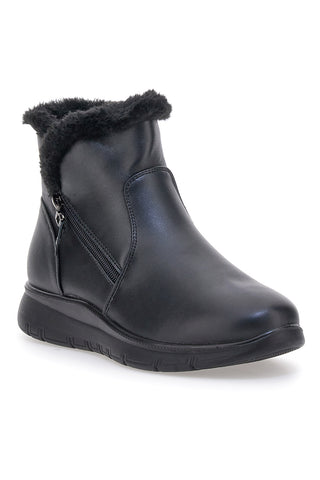 Plocadi MIN4195 schwarze Stiefeletten mit Fellfutter und seitlichem Reißverschluss