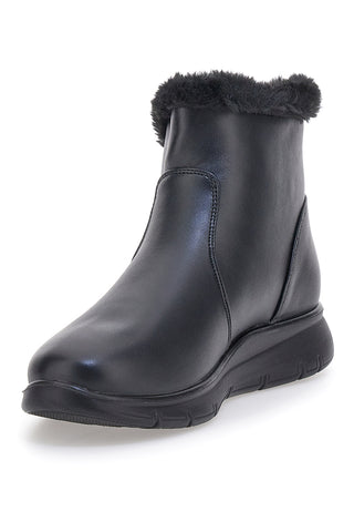 Plocadi MIN4195 schwarze Stiefeletten mit Fellfutter und seitlichem Reißverschluss