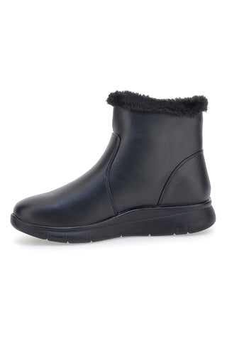 Plocadi MIN4195 schwarze Stiefeletten mit Fellfutter und seitlichem Reißverschluss