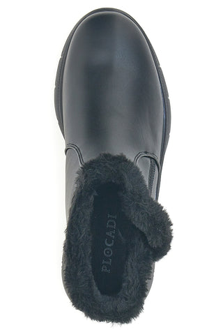Plocadi MIN4195 schwarze Stiefeletten mit Fellfutter und seitlichem Reißverschluss