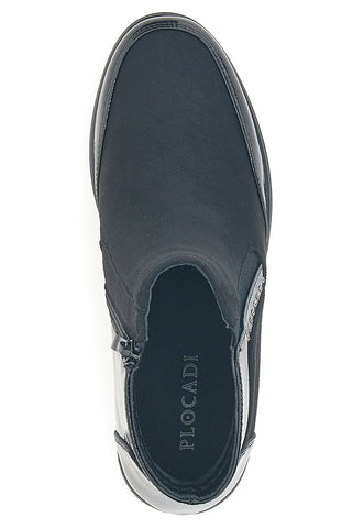 Schwarze Stiefeletten mit Lackdetails und Keilabsatz Plocadi MINA1706