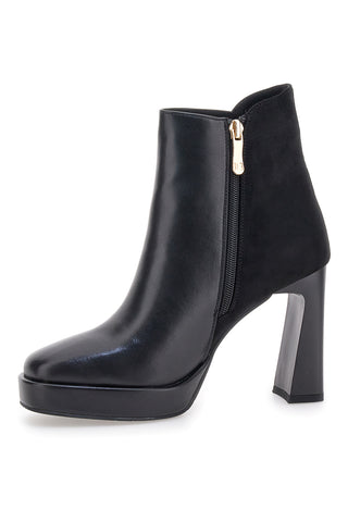 Laura Biagiotti 8341 schwarze Stiefeletten mit High Heels und goldenen Details