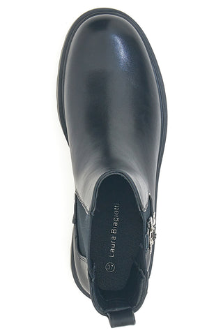 Schwarze Beatles mit juwelenbesetztem Gummizug und Profilsohle Laura Biagiotti 9324