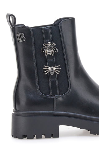 Schwarze Beatles mit juwelenbesetztem Gummizug und Profilsohle Laura Biagiotti 9324