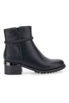 Gianmarco Venturi TR0305 schwarze Stiefeletten mit mittlerem Absatz und Steppdetail