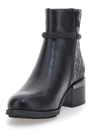 Gianmarco Venturi TR0305 schwarze Stiefeletten mit mittlerem Absatz und Steppdetail