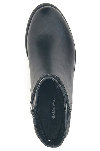 Gianmarco Venturi TR0305 schwarze Stiefeletten mit mittlerem Absatz und Steppdetail