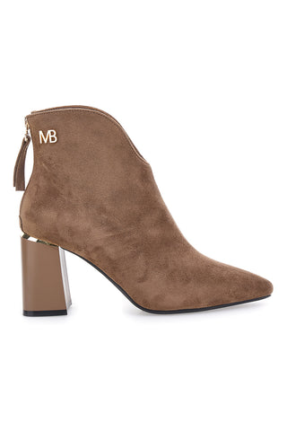 Burani 51690C160 braune Stiefeletten mit Blockabsatz und Reißverschluss hinten