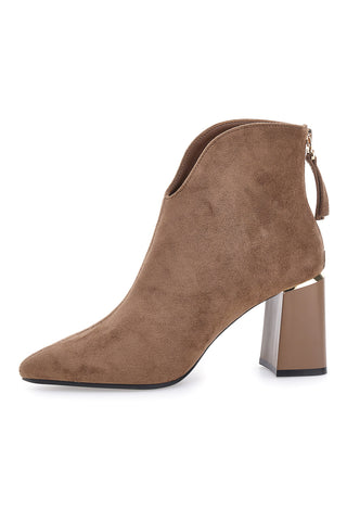 Burani 51690C160 braune Stiefeletten mit Blockabsatz und Reißverschluss hinten