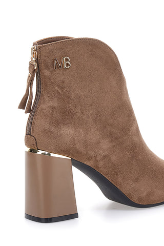 Burani 51690C160 braune Stiefeletten mit Blockabsatz und Reißverschluss hinten