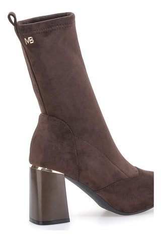 Burani 51697C1092 Braune Stiefeletten mit spitzer Zehenpartie und Blockabsatz