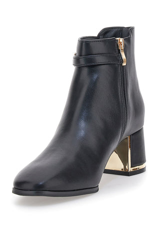 Mariella Burani 51813C1157 schwarze Stiefeletten mit Absatz und goldenem Detail