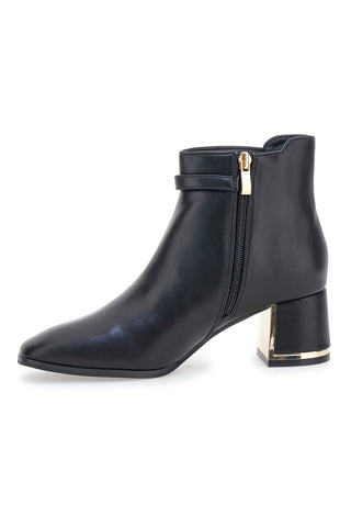 Mariella Burani 51813C1157 schwarze Stiefeletten mit Absatz und goldenem Detail