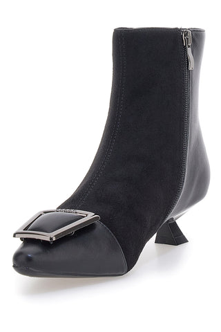 Ferre' F693C714 Schwarze Stiefeletten mit niedrigem Absatz und Schnalle