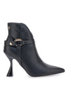 Ferrè F461C510 schwarze spitze Stiefeletten mit ausgestelltem Absatz und Riemen