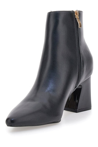 Schwarze Stiefeletten mit spitzer Spitze und Blockabsatz Ferré F536C641