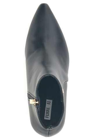 Schwarze Stiefeletten mit spitzer Spitze und Blockabsatz Ferré F536C641