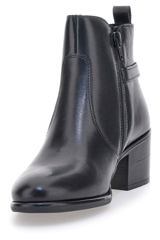 Schwarze Lederstiefeletten mit mittlerem Absatz Pittarello Klasse 1976