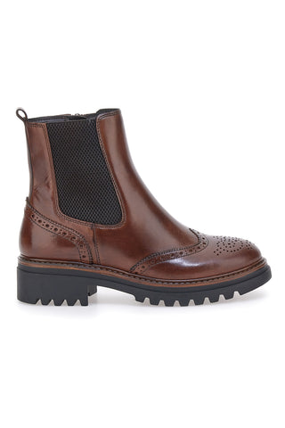 Pittarello Klasse 682 – Braune Brogue-Stiefeletten aus echtem Leder