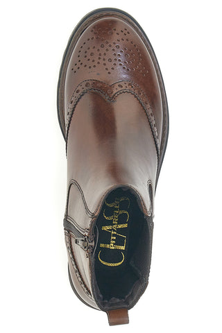 Stivaletti marroni in vera pelle con lavorazione brogue Pittarello class 682