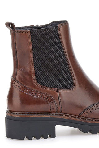 Stivaletti marroni in vera pelle con lavorazione brogue Pittarello class 682