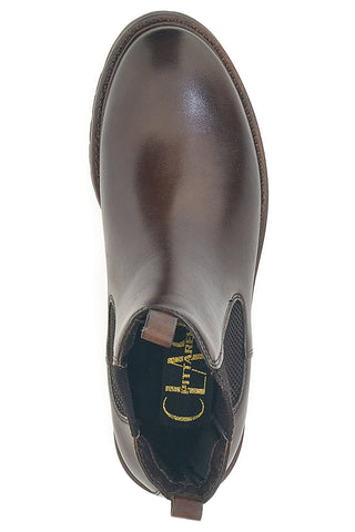 Pittarello Klasse 2104 braune Stiefeletten aus echtem Leder mit elastischen Einsätzen