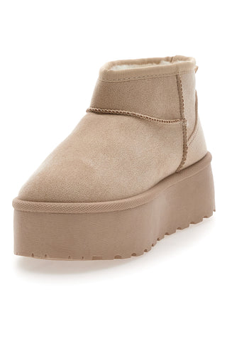 Beige Slipper-Stiefeletten mit Plateau und warmem Futter PITTARELLO LOVE PK1497D