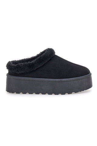 Pantofole Sabot nere con pelo con platform Pittarello Love PK1913A