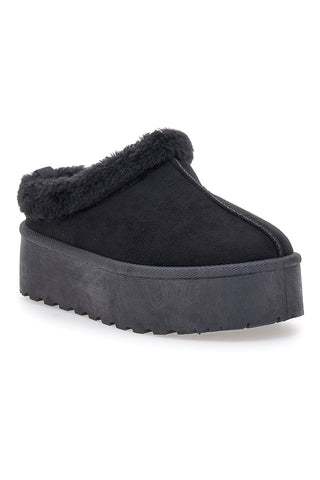 Pantofole Sabot nere con pelo con platform Pittarello Love PK1913A