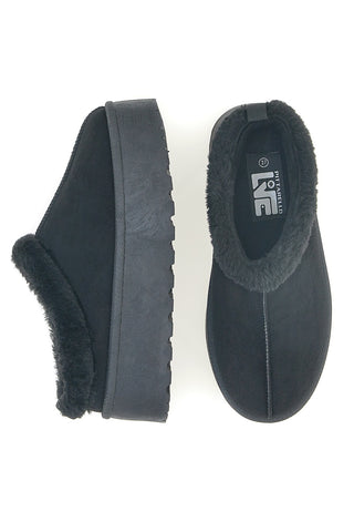 Pantofole Sabot nere con pelo con platform Pittarello Love PK1913A