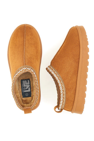 Pantofole Slip-on camel con profilo decorato e interno in calda pelliccia Pittarello Love PK1859B