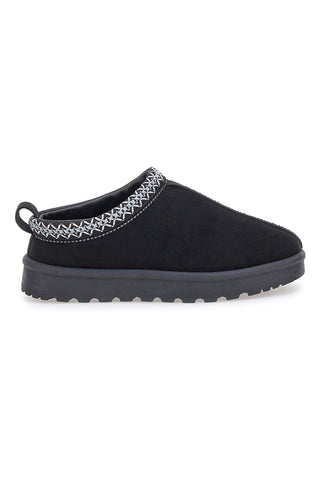 Pantofole nere con profilo decorato e interno in pelliccia Pittarello Love PK1859C