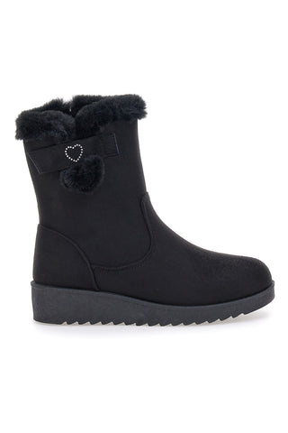 Schwarze Stiefeletten mit Innenfell und rutschfester Sohle Plocadi PK1959A