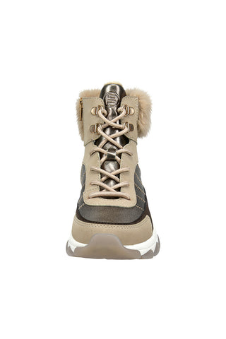 Scarponcini beige con dettagli metallici e pelliccia Bagatt D31952365555