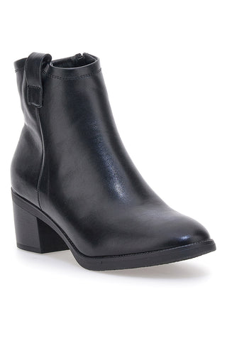 Cafe' Cost 240561 schwarze Stiefeletten mit breitem Absatz und seitlicher Schlaufe