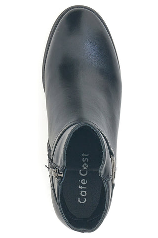 Cafe' Cost 240562 schwarze Stiefeletten mit breitem Absatz und dekorativem Riemen