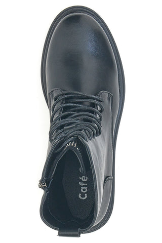 Cafe' Cost 2001310A schwarze Stiefeletten mit Profilsohle und Schnürverschluss
