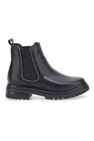 Schwarze Chelsea-Stiefel mit elastischer Seite und Nieten Cafe' Cost 200135
