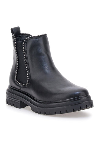 Chelsea boots neri con elastico laterale e borchie Cafe' Cost 200135