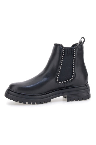 Chelsea boots neri con elastico laterale e borchie Cafe' Cost 200135