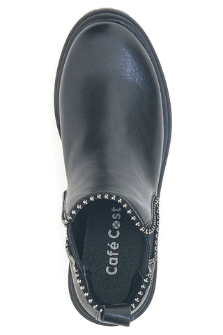 Schwarze Chelsea-Stiefel mit elastischer Seite und Nieten Cafe' Cost 200135