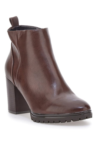 Braune Stiefeletten mit breitem Absatz und Profilsohle Cafe‘ Cost 16807213