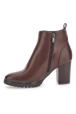 Braune Stiefeletten mit breitem Absatz und Profilsohle Cafe‘ Cost 16807213