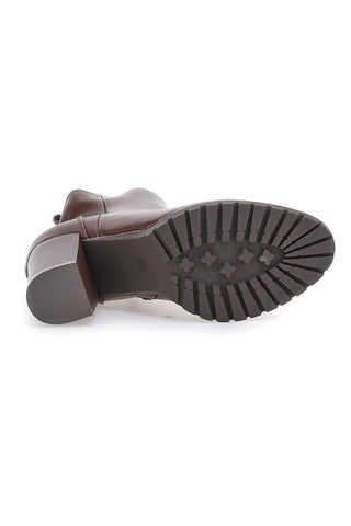 Braune Stiefeletten mit breitem Absatz und Profilsohle Cafe‘ Cost 16807213
