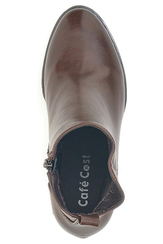 Braune Stiefeletten mit breitem Absatz und Profilsohle Cafe‘ Cost 16807213