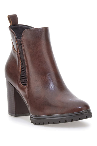 Stivaletti Tronchetti marroni con elastici laterali e tacco largo Cafè Cost 16807220