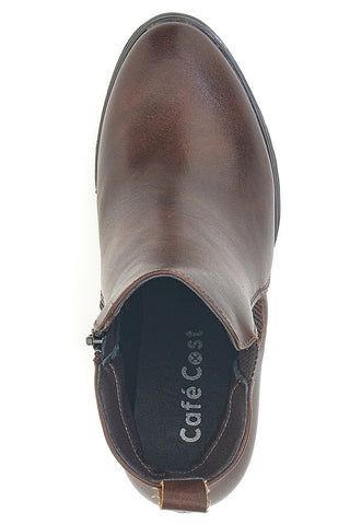 Stivaletti Tronchetti marroni con elastici laterali e tacco largo Cafè Cost 16807220