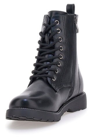 Me & Me 3002 schwarze Schnürstiefeletten mit seitlichem Reißverschluss